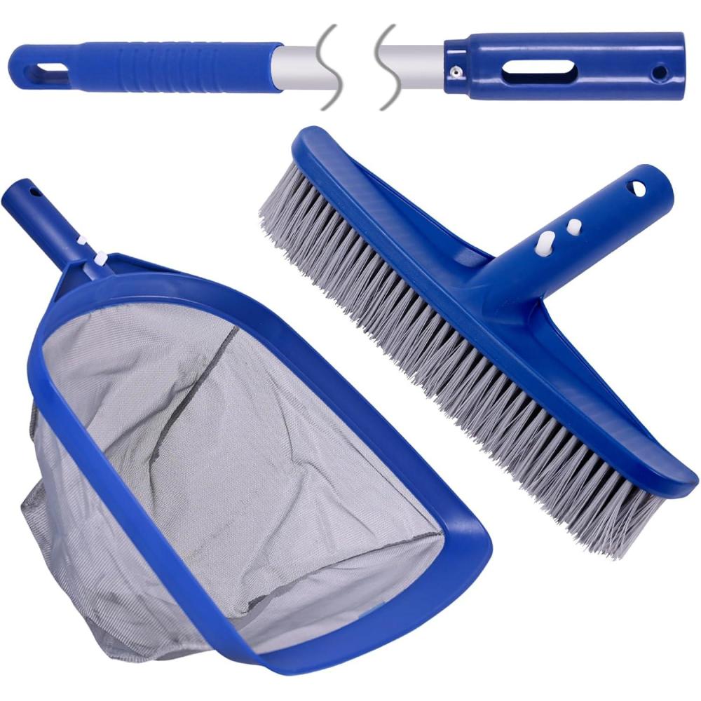 imagePOOLAZA Pool Skimmer Net ampamp Pool Brush Head with 50 Aluminum Pool Pole
