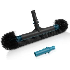 Generic Poolvio 20″” 2 in 1 Pool Brush Head for Swimming Pool, Heavy Duty Scrub Brush with EZ Clip & Wavy Nylon Bristles for Cleaning Pool Walls, Floors, Steps (Pole not Included), Blue+black