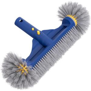 POOLAZA Pool Brush with Round Ends, 12.5” Pool Brush Head for Inground Pools/Above Ground Pools, Spa, Hot Tub, High-Efficiency Pool Scrub Brush fit Standard Pool Pole