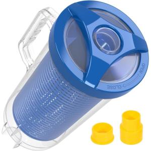 POOLAZA Pool Leaf Canister for Pool Vacuum, Professional Pool Leaf Catcher for Pool Vacuum with Large Plastic Mesh Basket & Mesh Bag, Inline Pool Vacuum Filter Attachment Fits 1-1/2” Pool Vacuum Hose