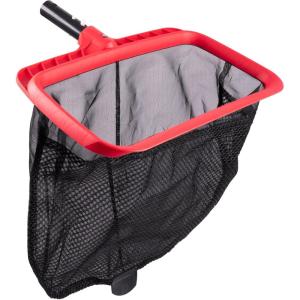 Pool Skimmer Net, Upgraded Pool Net Skimmer with Double-Layer Netting Bag, Larger Capacity Pool Nets for Cleaning Finest Debris, Thickened Frame Pool Leaf Net Reinforced with Grid Structure(Red)
