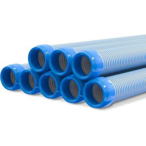 Poolvio Professional Swimming Pool Vacuum Cleaner Hose -1.5” 8 Piece Hoses for Pool Vacuum Extension/Replacement – Compatible with all Major Automatic Swimming Pool Cleaners(Blue+White)