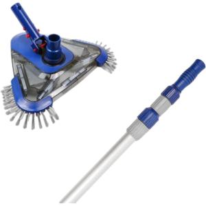 Poolvio Triangular Pool Vacuum Head with 12FT Telescopic Pole