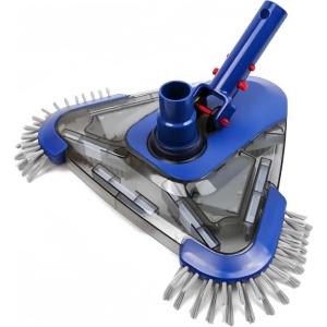 Poolvio Triangular Pool Vacuum Head with Side Brush, Swivel Hose Connection, EZ Clip Handle – Connect 1-1/4″, 1-1/2″ Hose for Inground and Above Ground Swmming Pools