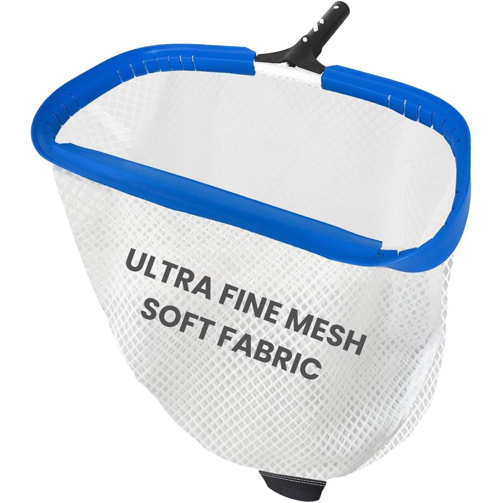 imagePoolvio 14quot Pool Skimmer Net  Heavy Duty Leaf Net with Aluminum Frame with DiamondPattern UltraFine Soft Mesh Bag  Pool Cleaning Tool for Leaves Sand Pollen ampamp Small Debris No Pole20 Extra Large Pool Net